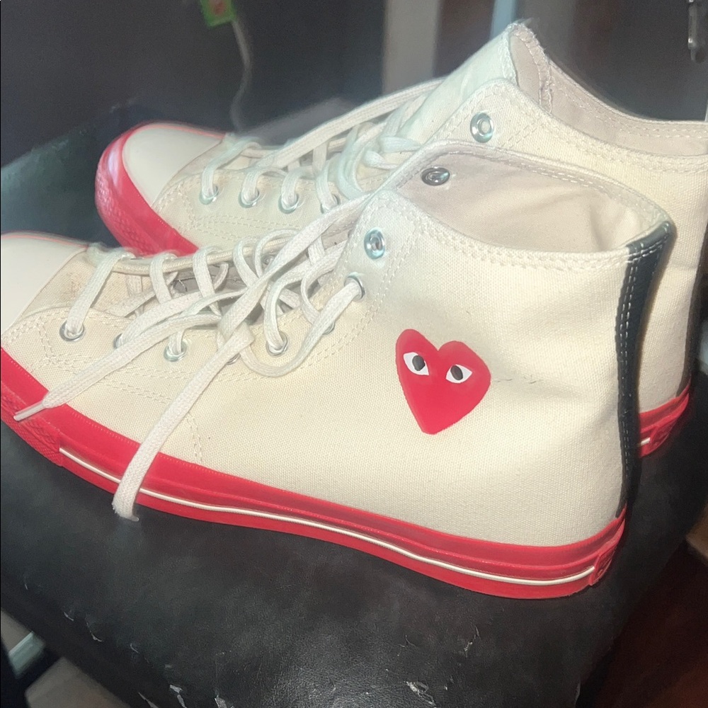 Comme des Garcons Cream and Red Sneakers